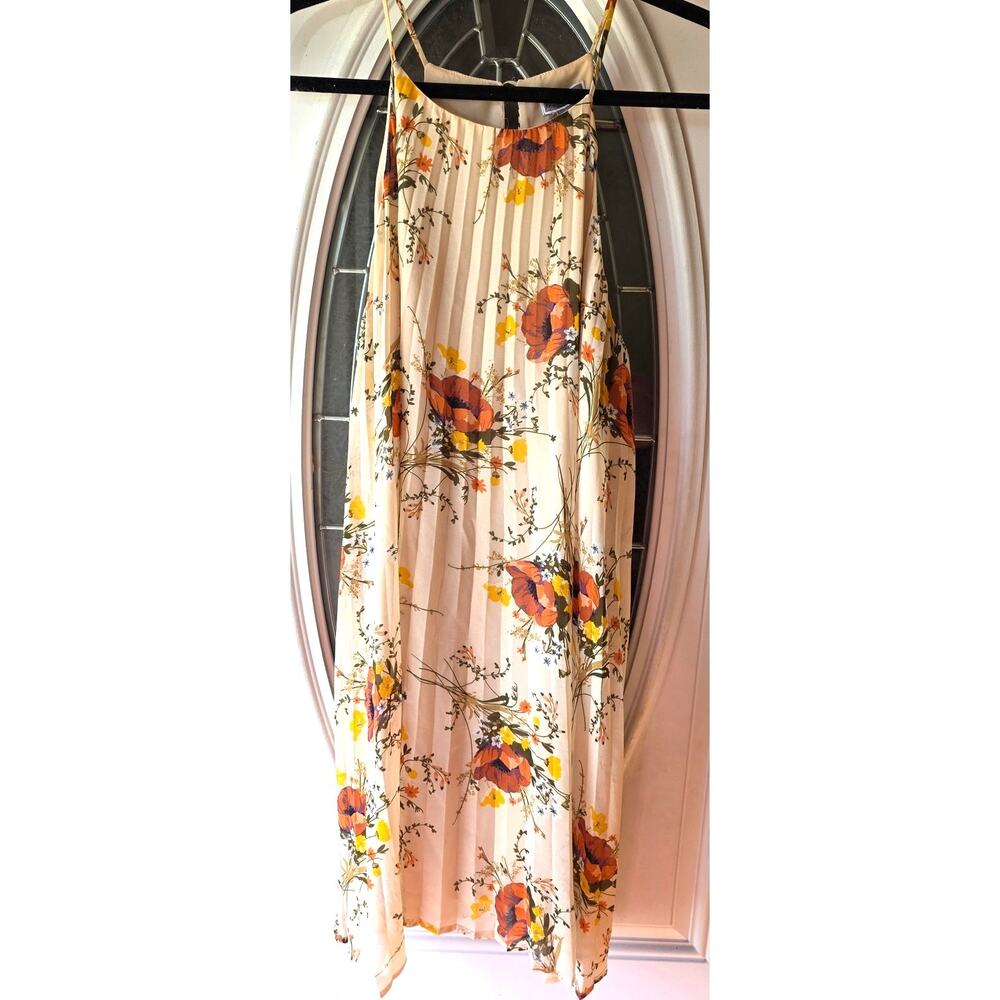Chelsea 28 Floral Midi Dress XL Boho Cottagecore Sleeveless Flowy Cream